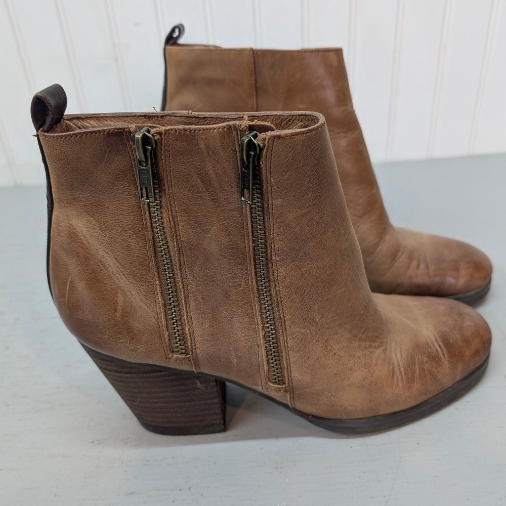Aldo Double Sided Ankle Boots Women's Size 10 Brown Leather Block Heel